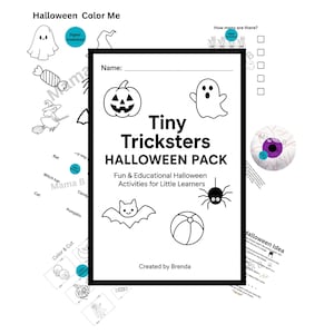 Halloween Kids Activity Book Bundle – Printable Halloween Worksheets, Coloring Pages, Math, Matching & Learning Games – 10 Instant download