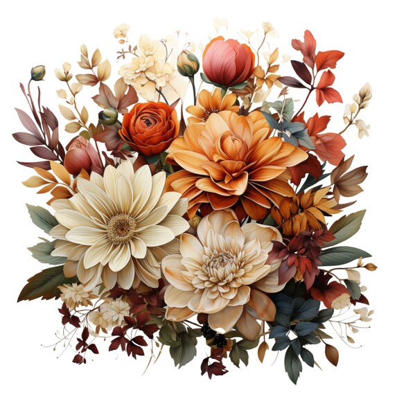 Fall Floral Bouquet Print: Autumn Wedding Invitation Set (Digital Download)