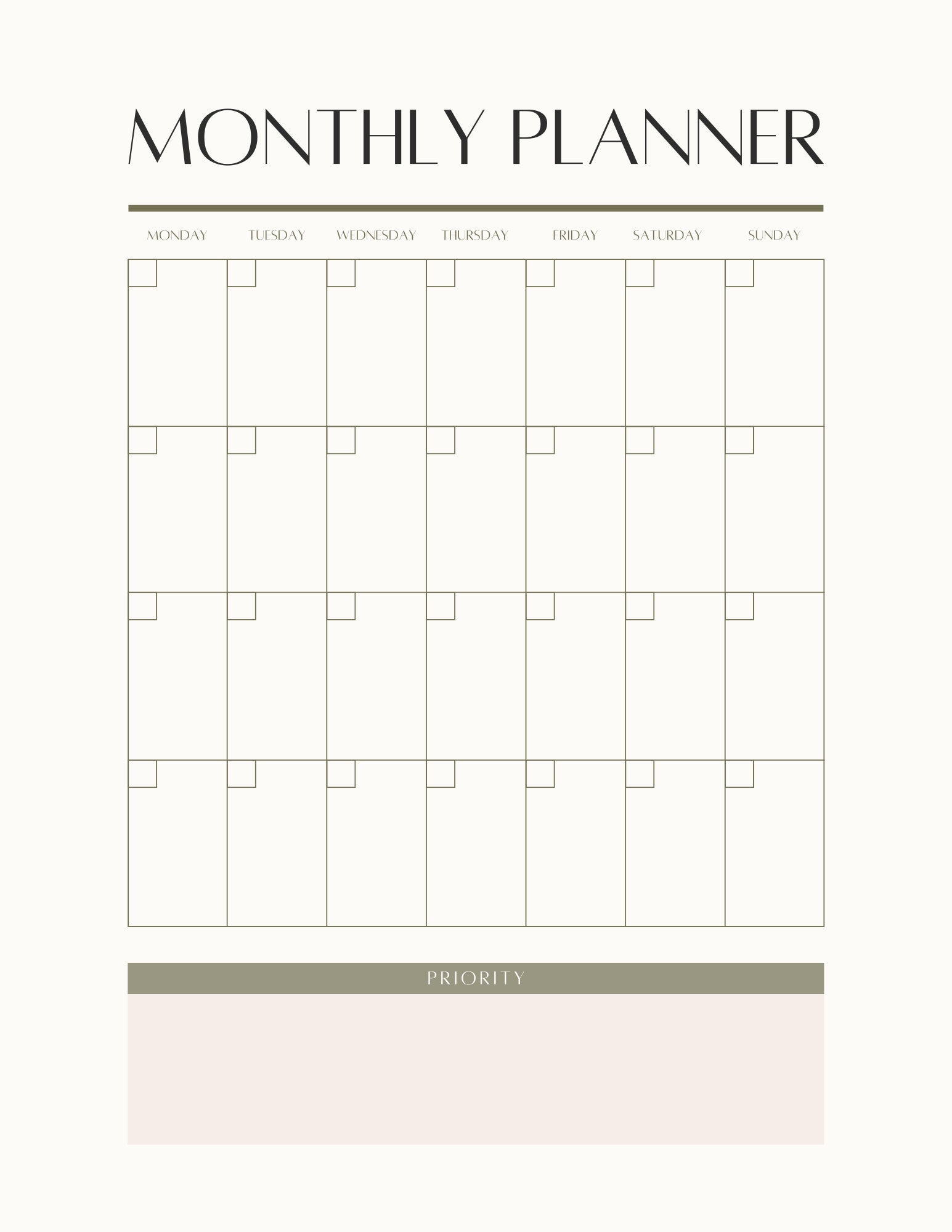 Monthly Planner Printable