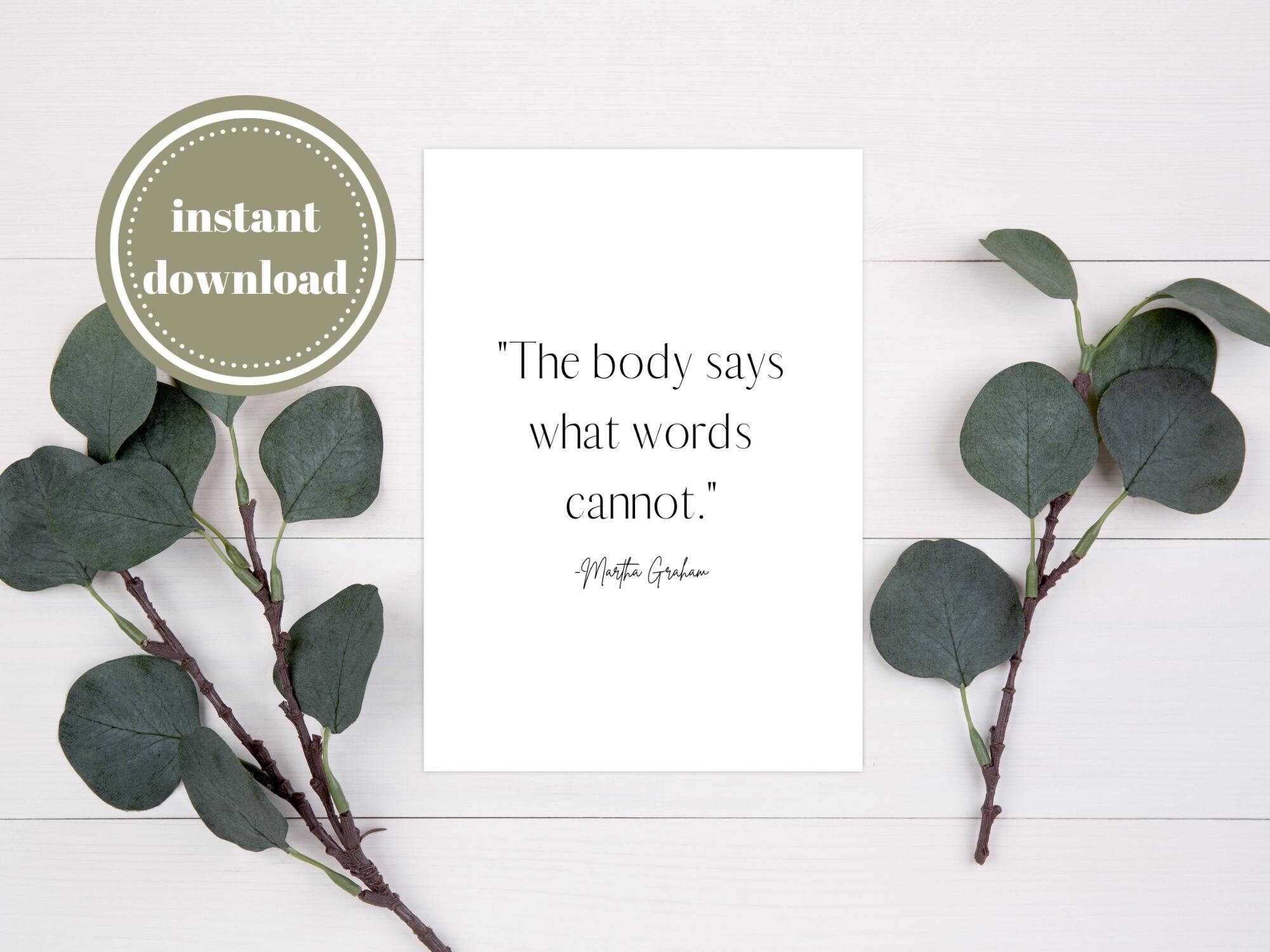 DIGITAL DOWNLOAD, Martha Graham Quote, Printable Wall Art, Dance Quote ...