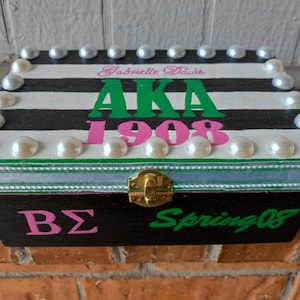 AKA Alpha Kappa Alpha Sorority Box Jewelry Box Jewelry Organizer Pin Keepsake Box