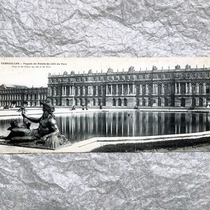 Década de 1910 - Postal panorámica de Versalles - Fachada del palacio de Versalles desde el lado del parque - Postal panorámica antigua - Postal no escrita