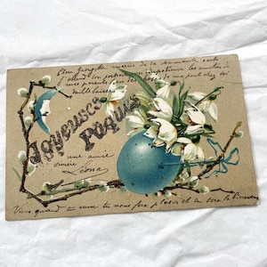 Jahrhundert - Blumen und Eier Ostern illustrierte Postkarte - geschriebene antike Postkarte