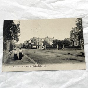 1900s - Deauville Town Hall Square Postcard - Antique French Postcard - Lifestyle in 1900s
