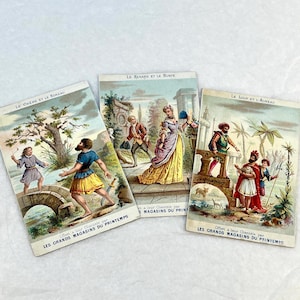 Loja de departamentos Le Printemps: Três fábulas - Antigos cromos franceses - Lindas ilustrações - Fábulas de Jean de la Fontaine