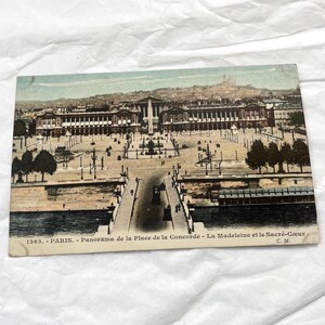 Década de 1910 - Postal de París - Panorama de la Place de la Concorde, la Madeleine y la postal del Sacré Coeur de París de 1916