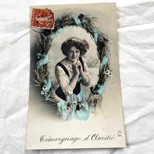 Década de 1910 - Postal vintage francesa - Postal antigua escrita - "Témoignage d'amitié"