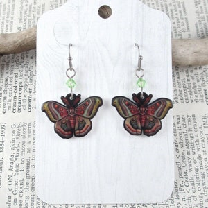 Moth Earrings, Cottagecore Dangle Drop Earring, Insect Jewelry, Nature Gift for Her, Whimsical Earrings, Bug Enthusiast, Natural Aesthetic