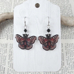 Moth Earrings, Cottagecore Dangle Drop Earring, Insect Jewelry, Nature Gift for Her, Whimsical Earrings, Bug Enthusiast, Natural Aesthetic