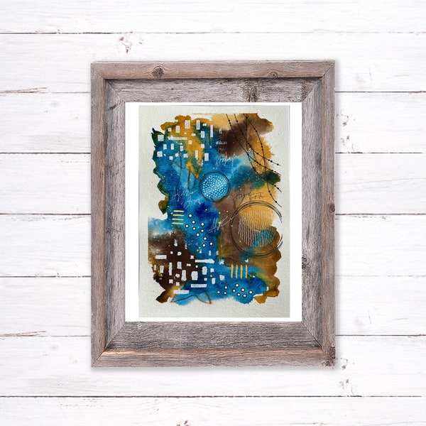 Original Abstract Watercolor Mixed Media Painting, Intuitive Abstract Art, One of a Kind, Original Artwork, Small Art 5x7, Unframed