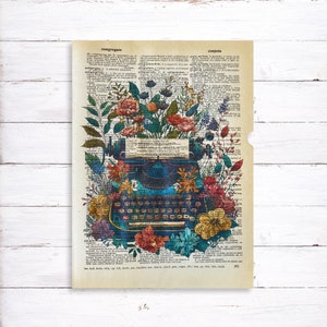 Typewriter Dictionary Print - Vintage Dictionary Art Print - Watercolor Typewriter Art Print - Writer Gift - Gifts for Writers - Recycled
