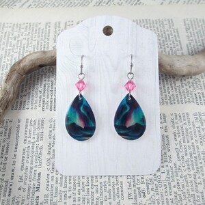 Northern Lights Earrings, Handmade Aurora Borealis Dangle Jewelry, Nature-Inspired Gift, Colorful Statement Earrings, Unique Gift for Her
