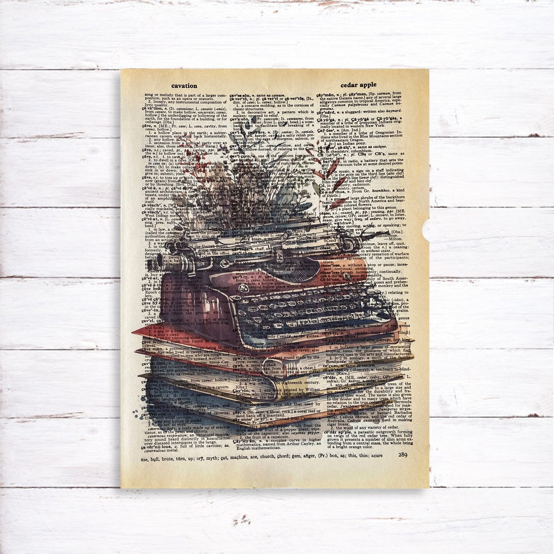 Typewriter Books Dictionary Print Vintage Dictionary Art Print Book