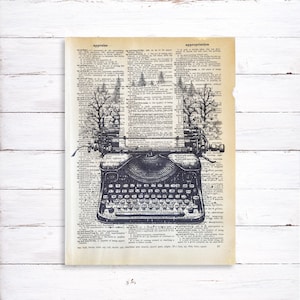 Typewriter Dictionary Print - Vintage Dictionary Art Print - Watercolor Typewriter Art Print - Writer Gift - Gifts for Writers - Recycled
