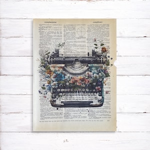 Typewriter Dictionary Print - Vintage Dictionary Art Print - Watercolor Typewriter Art Print - Writer Gift - Gifts for Writers - Recycled