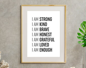 Lámina con afirmaciones inspiradoras: Arte mural motivador (Descarga digital)