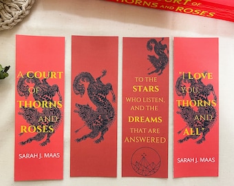 Printable ACOTAR Bookmark Set of 4, Digital Download Bookmarks, Book Lover Gift, Bookish Gifts, Sarah J Maas bookmark women