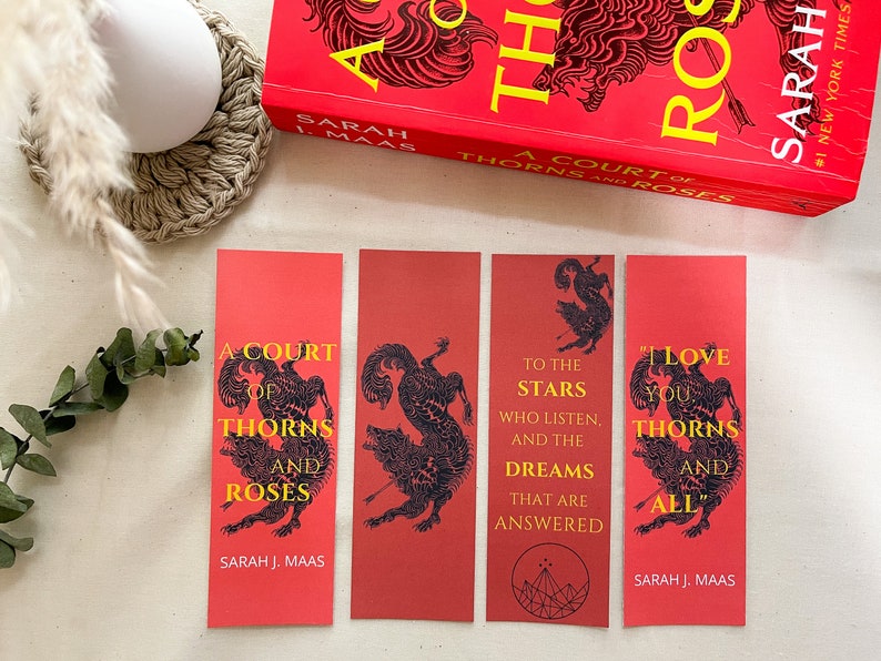 Printable ACOTAR Bookmark Set of 4, Digital Download Bookmarks, Book