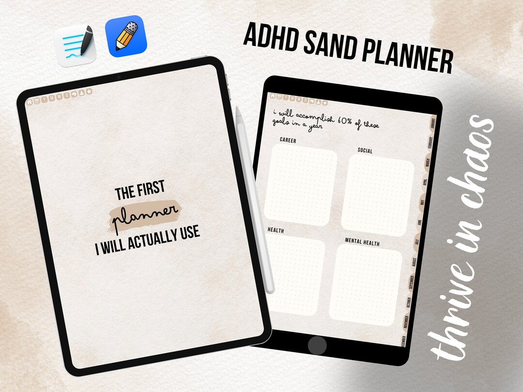 ADHD Sand Digital Planner for Goodnotes and Notability - Etsy UK