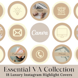 18 Essential VA Instagram Highlight Cover für Freelancer & Virtuelle Assistentinnen