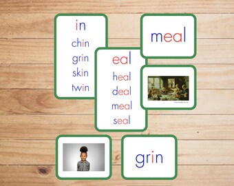 Montessori Green Series Language Cards, Learn to Read, Sight Words,