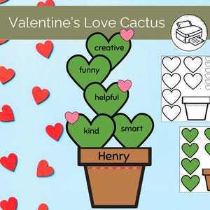 Valentine&#39;s Day Craft for Kids Valentine&#39;s Project Valentine Activity for Kids Heart Craft Printable Craft for Kids Valentine&#39;s Printable