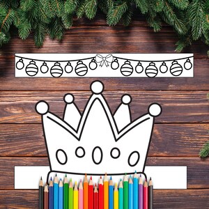 Christmas Crowns Coloring Activity: Printable Holiday Hats (digital ...
