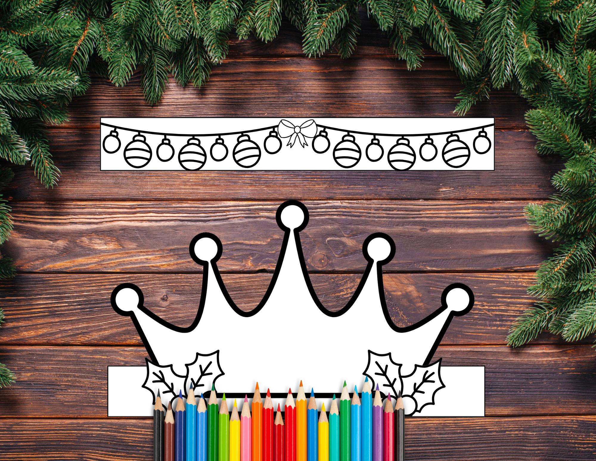 Christmas Crowns Coloring Activity: Printable Holiday Hats (digital ...