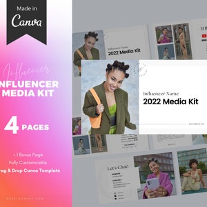 Influencer Media Kit Instagram, TikTok & YouTube CANVA TEMPLATE für Markenpartnerschaften 4 Seiten 1 Bonus Seite Bild 1