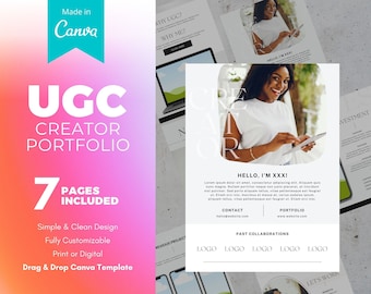 UGC Creator Portfolio | CANVA TEMPLATE | Instagram, TikTok Content Creator | User Generated Content | 7 Page Media Kit