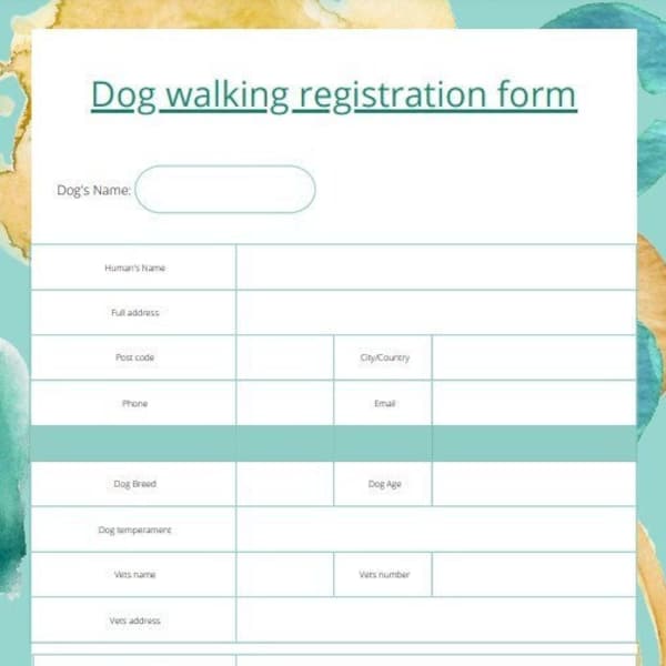 Vet Form Registration Etsy