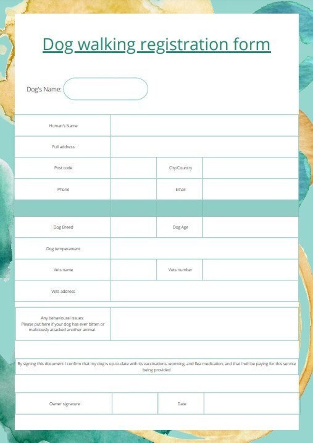 Dog Walking Registration Forms Template Dog Walking Form Fully dog-walking-registration-forms-template-dog-walking-form-fully