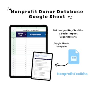 Nonprofit Donor Database Google Sheet / Charity Donor and Donations Tracker and Reporting / Google Sheet Template / Nonprofit