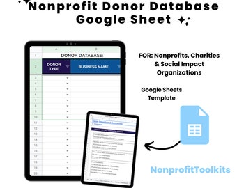 Nonprofit Donor Database Google Sheet / Charity Donor and Donations Tracker and Reporting / Google Sheet Template / Nonprofit
