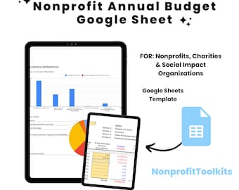 Nonprofit Budget Tracker Google Sheet: Annual Charity Finance Tool (Digital)