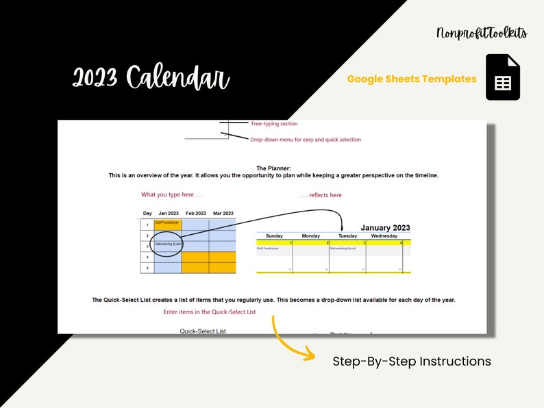2023 Calendar Google Sheet / Calendar Template and Planner / Etsy