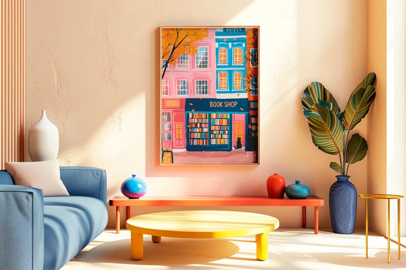 Poster Library Print Book Wall Art Pastel Art New York Art