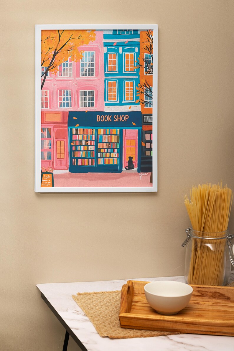 Poster Library Print Book Wall Art Pastel Art New York Art