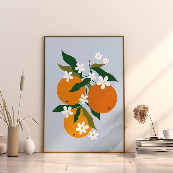 Orange eclectic kitchen wall art oranges art print fruit wall art orange wall art fruit poster kikiandnim digital download citrus Unique art