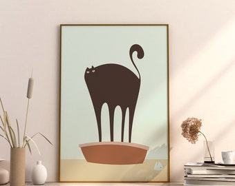 Bathroom Black Cats Print Cat Lover Art Print Mid Century Print bathing Art Cute Cat Printable Art Kidsroom Decor Funny cat gift DIGITAL art
