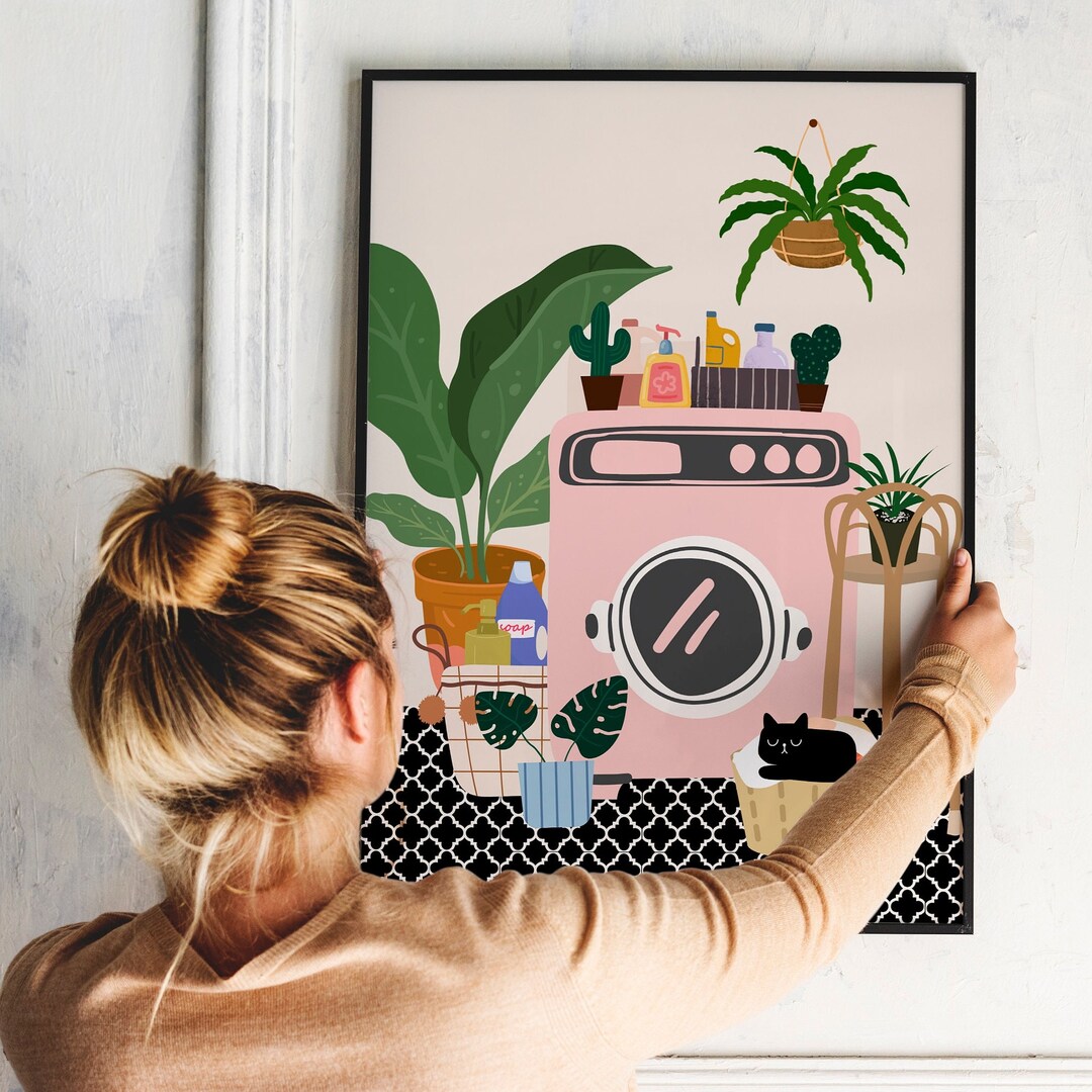 Cats in Laundry Room Wall Art Laundry Room Digital Print Boho Cat and ...