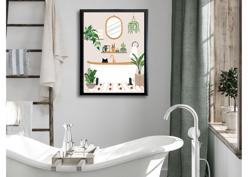 Bathroom Art Cat Art Print Bathroom Wall Art for Kids Toilet - Etsy