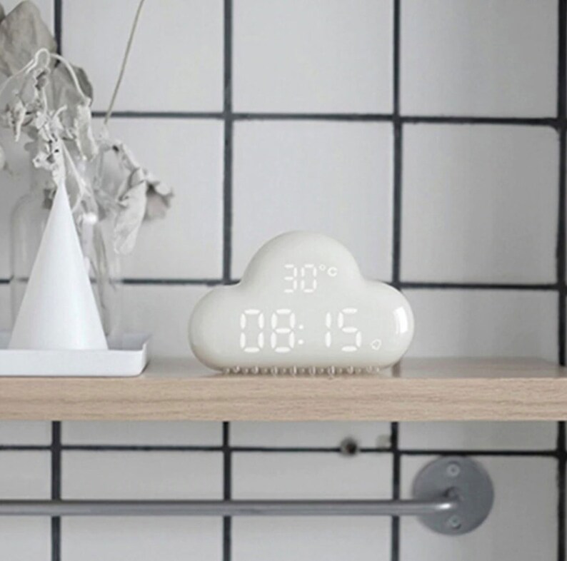 Cloud Alarm Desk Digital Clock in Pastel Aesthetic Etsy