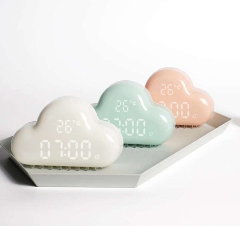 Cloud Alarm Desk Digital Clock in Pastel Aesthetic Etsy