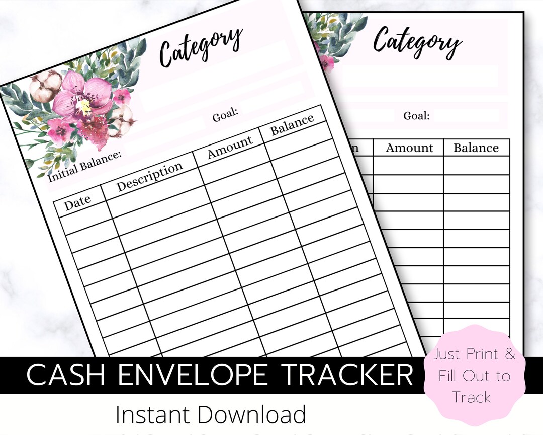 Printable Cash Envelope Tracker Digital Download - Etsy
