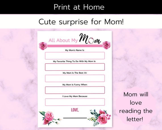 All About My Mom Fill in the Blank Questions Printable - Etsy New Zealand All About My Mom Fill in the Blank Questions Printable - Etsy New Zealand