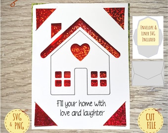 Welcome Home Card SVG - Housewarming Card SVG - Greetings Card SVG - New Home Svg - Arquivos Svg para corte - Cricut Svg's