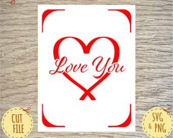 Tarjeta de corazón SVG - Te amo - Plantilla de tarjeta de felicitación DIY Tarjeta SVG - Archivos Svg para cortar - Cricut Svg's