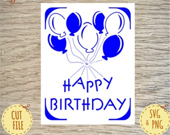 Biglietto d'auguri SVG - Buon compleanno SVG - Palloncini SVG - File Svg per il taglio - Cricut Svg