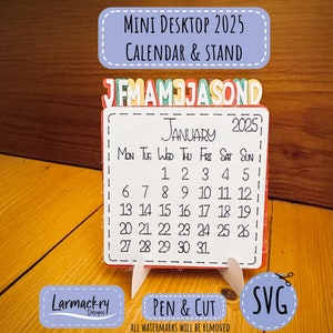Calendar SVG, Cricut Pen & Cut file, Desktop Calendar, Mini Calendar, Calendar 2025, Simple design, Easy to make, Cricut SVG, Customisable